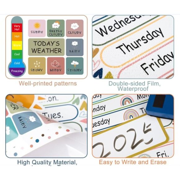 126 Pcs Boho Rainbow Calendar Bulletin Board Set with Seasons Festival Weather a - Picture 4 of 4